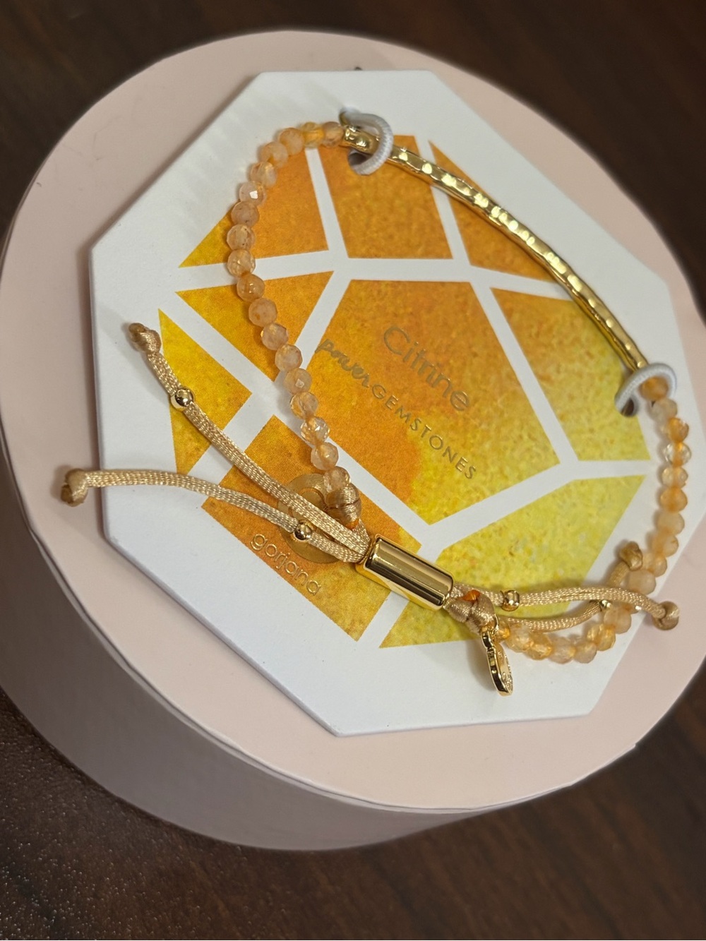 Gorjana Gold Bar and Citrine Bead Stretch Bracelet Set - Warm Yellow